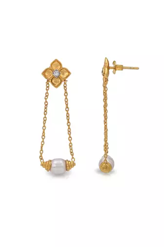 Gold pearl drop earrings