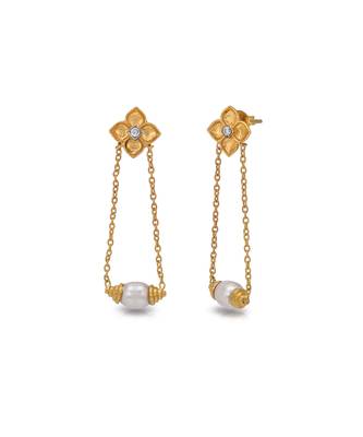 Gold pearl drop earrings 3