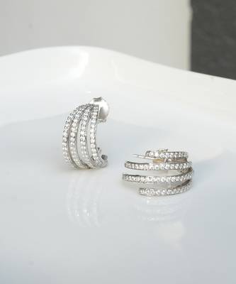 White sterling silver studded jewellery earrings 2