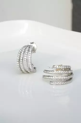 White sterling silver studded jewellery earrings