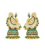 Green sterling earrings with yellow gold base