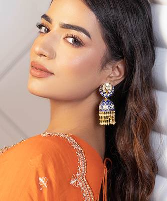 Blue sterling silver jhumka earrings 1