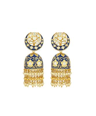Blue sterling silver jhumka earrings 2