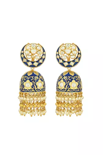 Blue sterling silver jhumka earrings