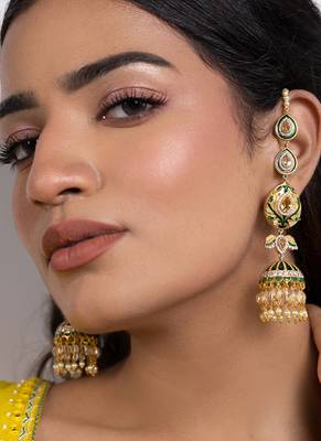 Green sterling silver studded jewellery earrings 3