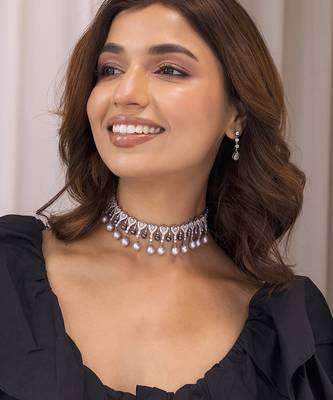 Silver studded jewellery necklace with sterling silver base 1