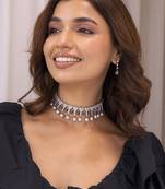 Silver studded jewellery necklace with sterling silver base