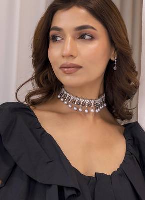 Silver studded jewellery necklace with sterling silver base 2