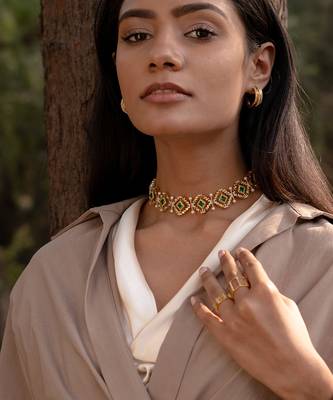 Yellow gold plated necklace set 1