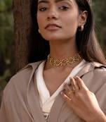 Yellow gold plated necklace set