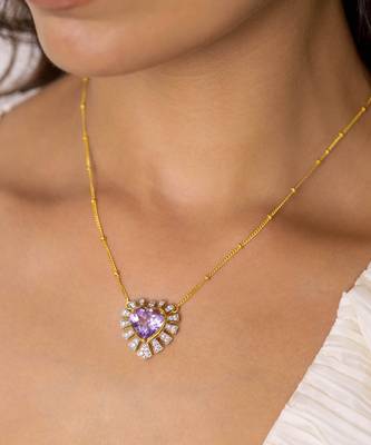 Purple sterling silver heart pendant 1