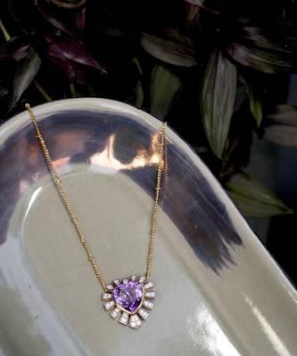 Purple sterling silver heart pendant 2