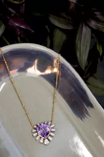 Purple sterling silver heart pendant