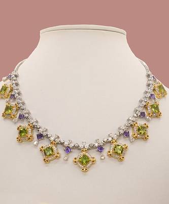 Multicolor sterling silver yellow gold plated necklace 1
