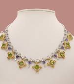 Multicolor sterling silver yellow gold plated necklace