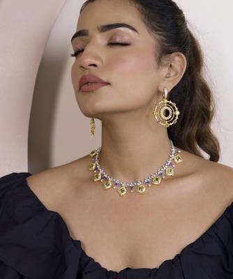 Multicolor sterling silver yellow gold plated necklace 2