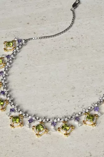 Multicolor sterling silver yellow gold plated necklace