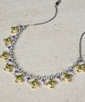 Multicolor sterling silver yellow gold plated necklace 4