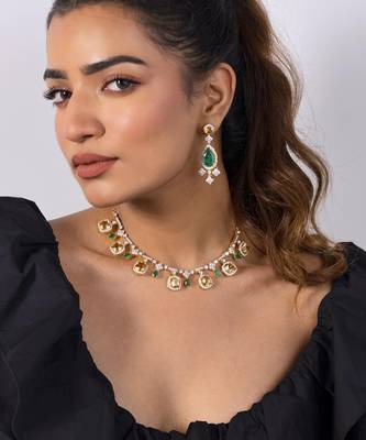 Yellow gold plated citrine necklace 1