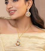 Yellow gold plated navratna pendant