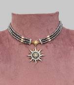 Black studded jewellery sterling silver necklace-set