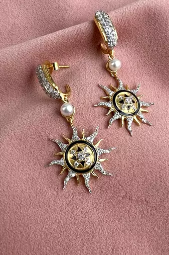 Black studded jewellery sterling silver necklace-set