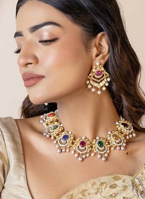 Multicolor navratna necklace set 2