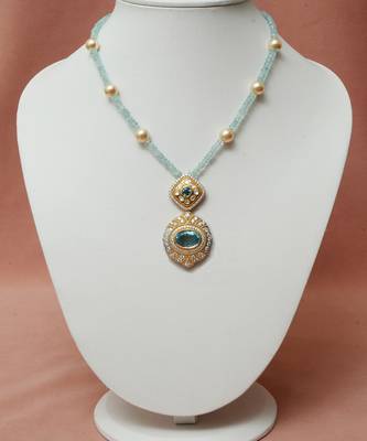 Blue sterling silver necklace set 2