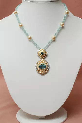 Blue sterling silver necklace set