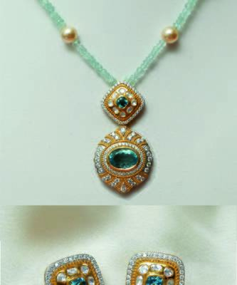 Blue sterling silver necklace set 3