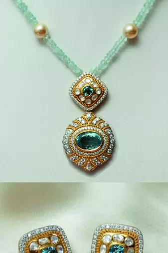 Blue sterling silver necklace set