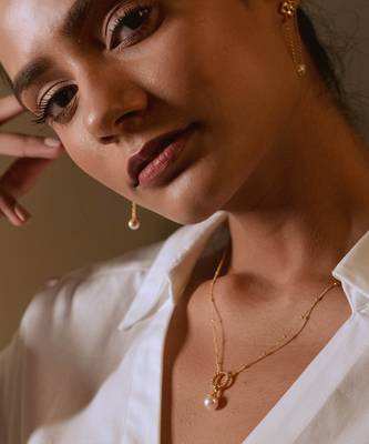 Gold sterling silver studded jewellery necklace 1