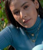 Gold floral evil eye jewellery necklace