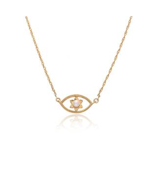 Gold floral evil eye jewellery necklace 2