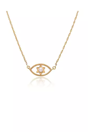 Gold floral evil eye jewellery necklace