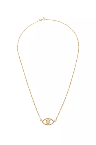 Gold floral evil eye jewellery necklace