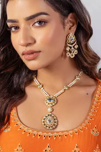 Blue sterling silver necklace-set