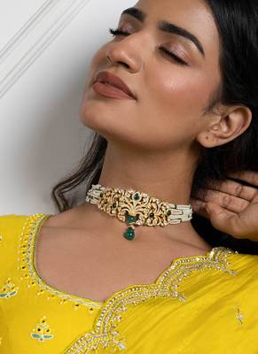 Green studded jewellery sterling silver necklace 1