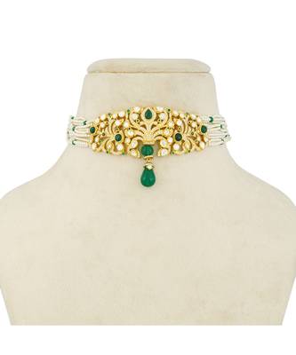 Green studded jewellery sterling silver necklace 2