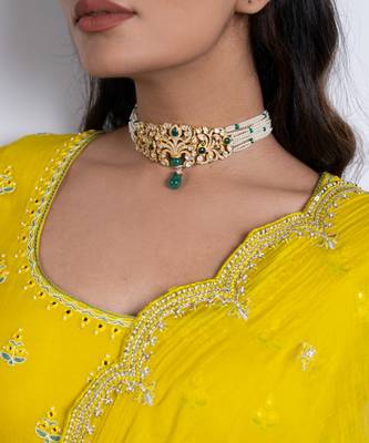 Green studded jewellery sterling silver necklace 3
