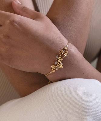 Gold sterling silver floral bracelet 1