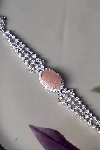 Silver studded jewellery rhodium plated bracelet