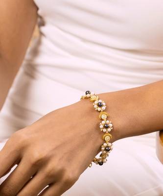 Gold sterling silver studded bracelet 1
