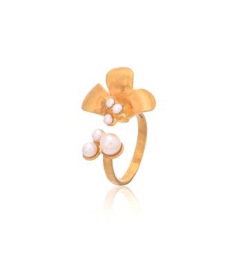 Yellow gold plated petal ring 1