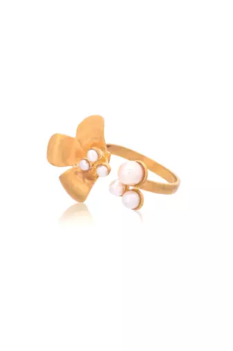 Yellow gold plated petal ring