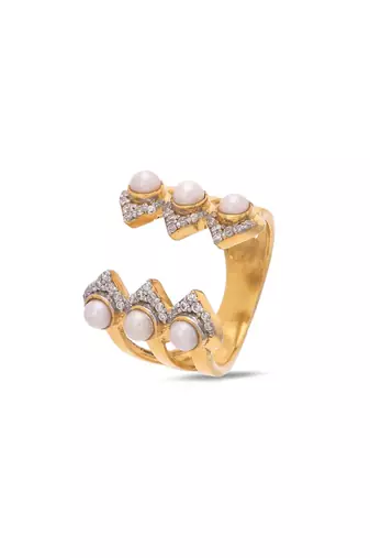 Yellow gold plated dewdrop ring