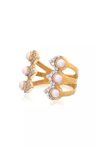 Yellow gold plated dewdrop ring