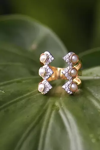 Yellow gold plated dewdrop ring