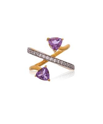 Yellow gold plated gemstone ring 2