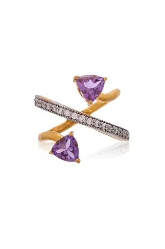 Yellow gold plated gemstone ring